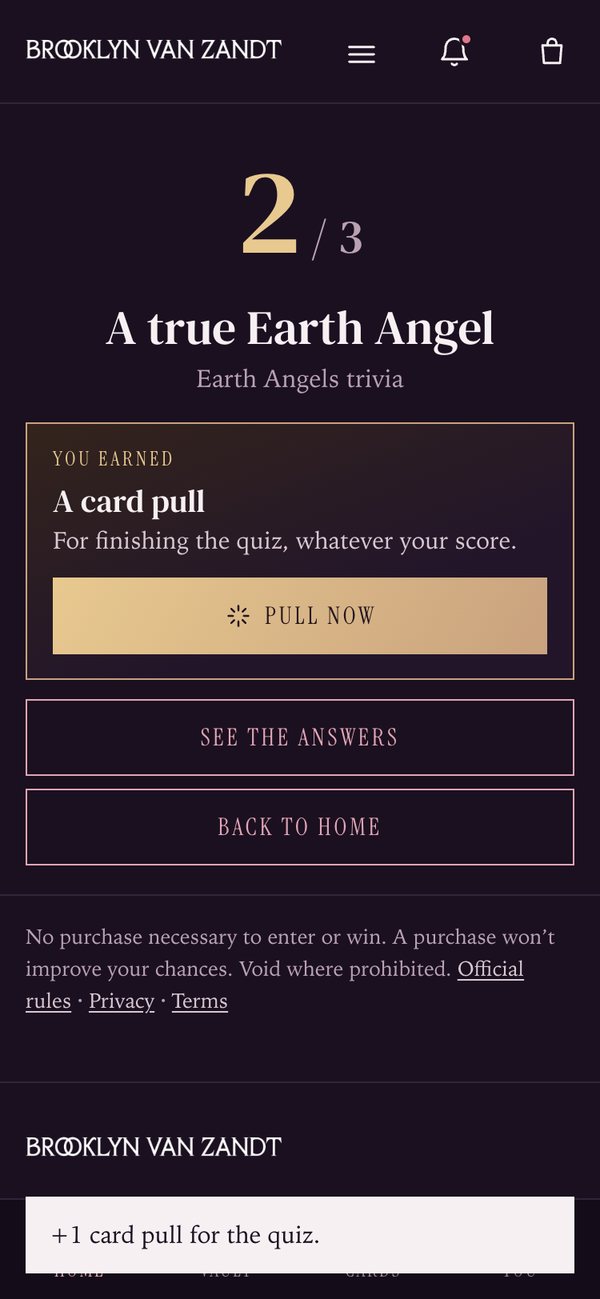 Quiz result: you earned a card pull